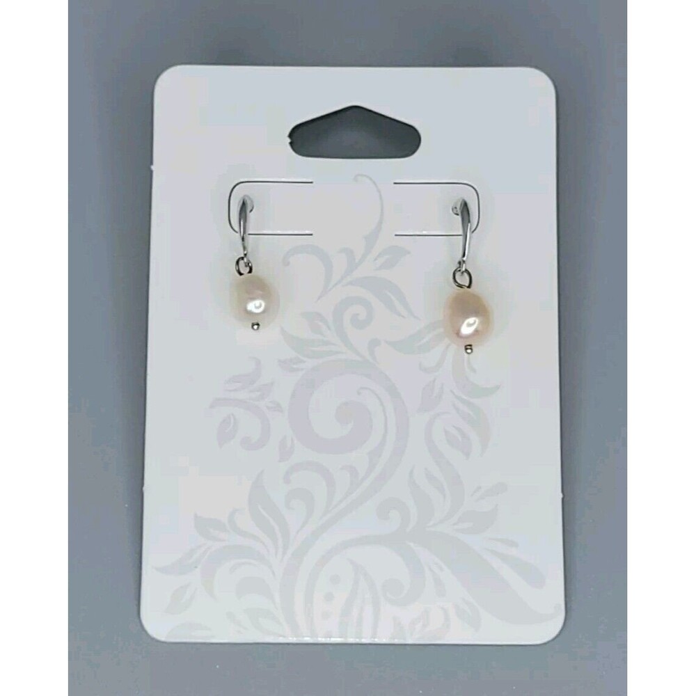 Vtg Freshwater Pearl Sterling 925 Silver Drop Earrings Dainty Elegant Simple